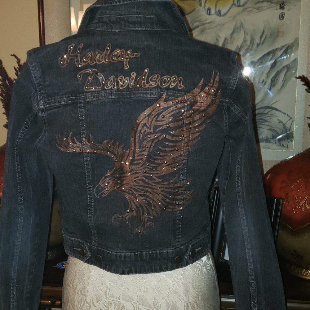 Harley Davidson jean jacket with detail